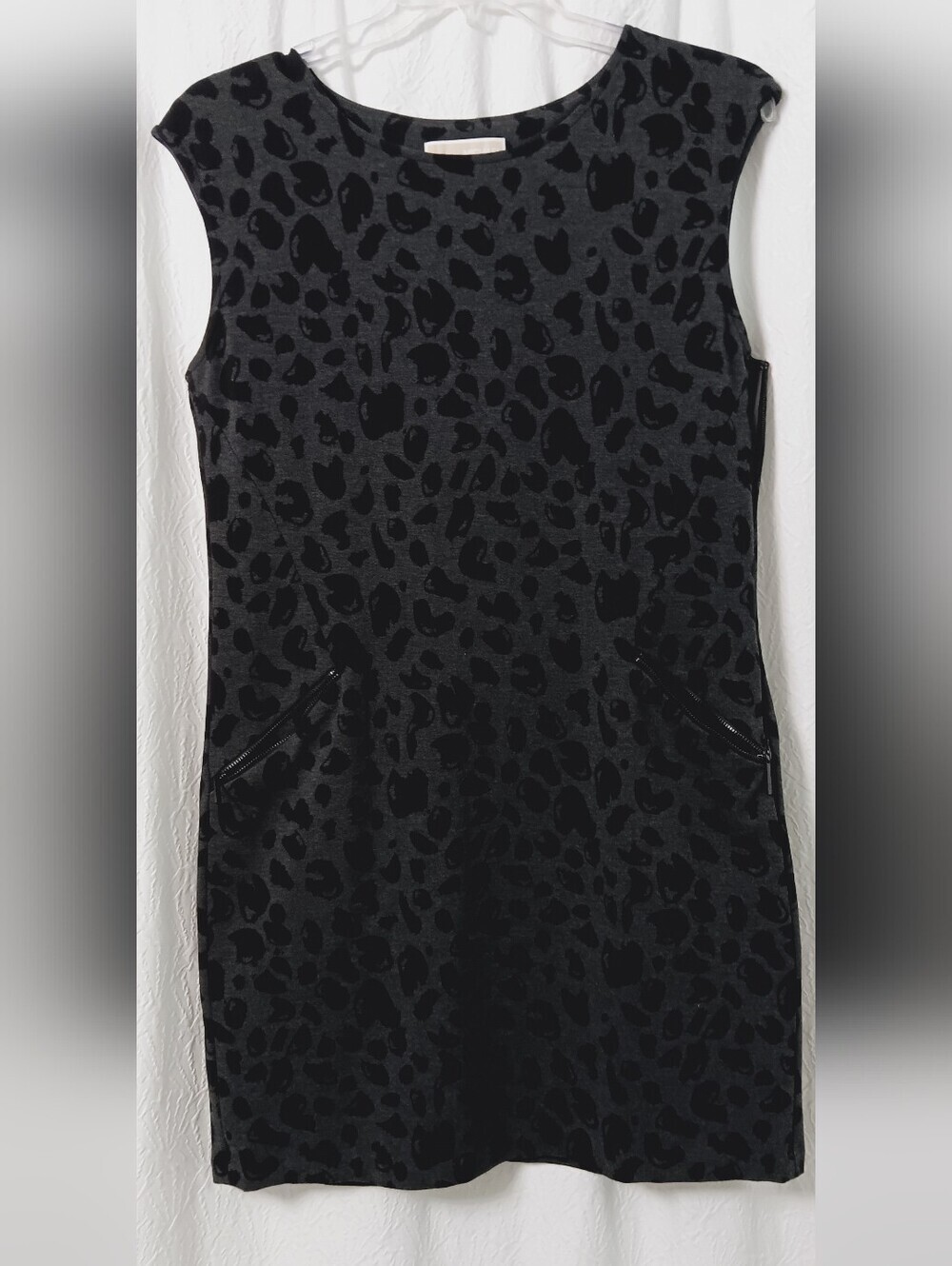 Michael Kors Sleeveless Black & Charcoal Animal Print Dress